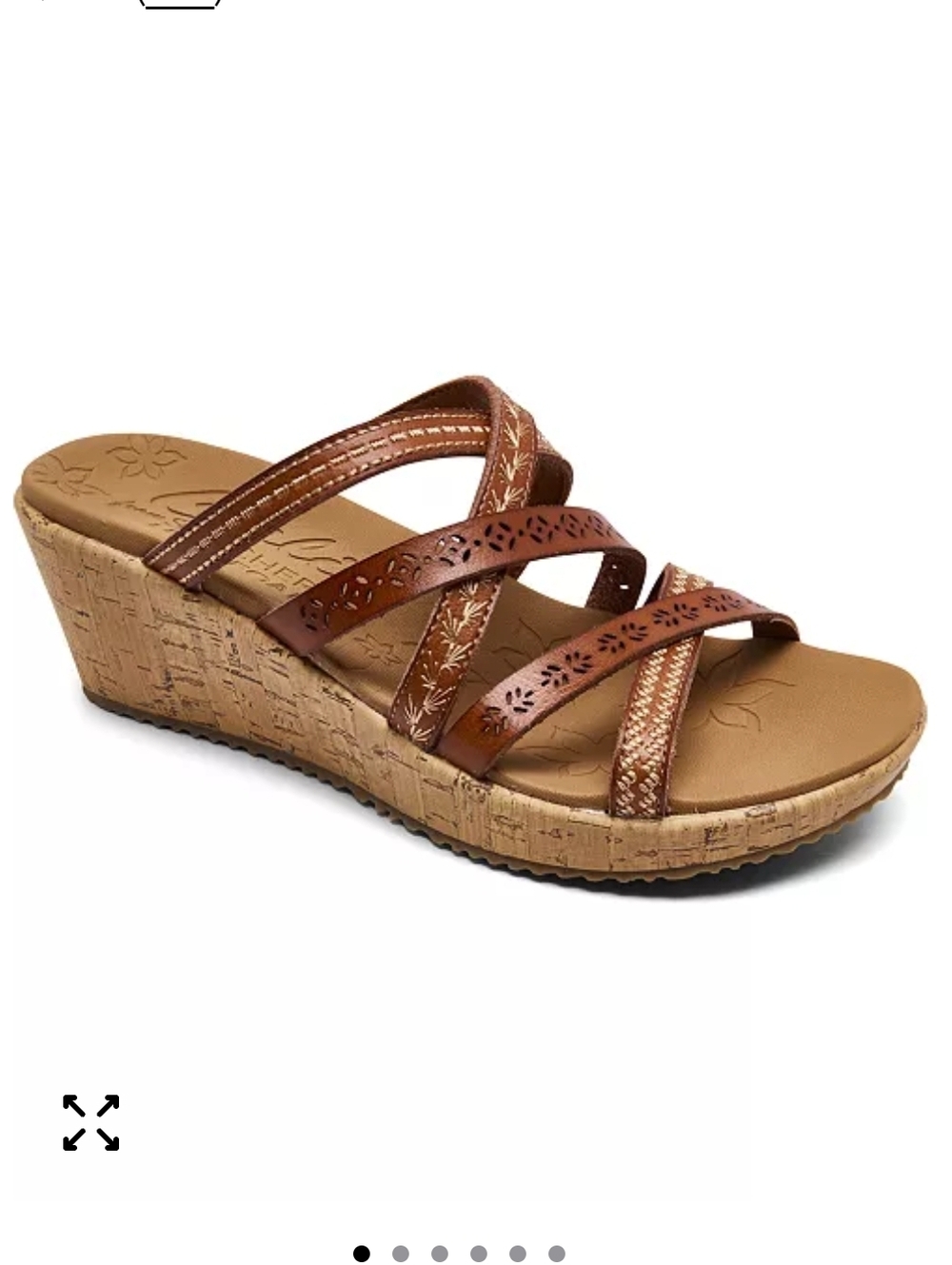 Skechers Beverlee Tiger Posse Brown Embroidered Wedge Sandals W 8.5